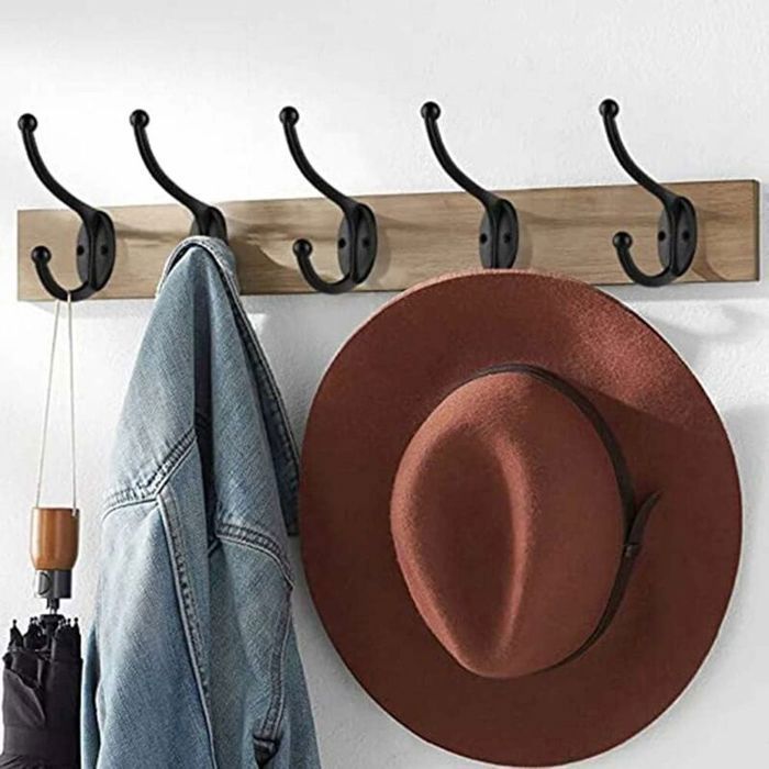 10 Patères Murales Doubles Vintage En Métal Noir - Crochets Robustes Avec Vis Incluses