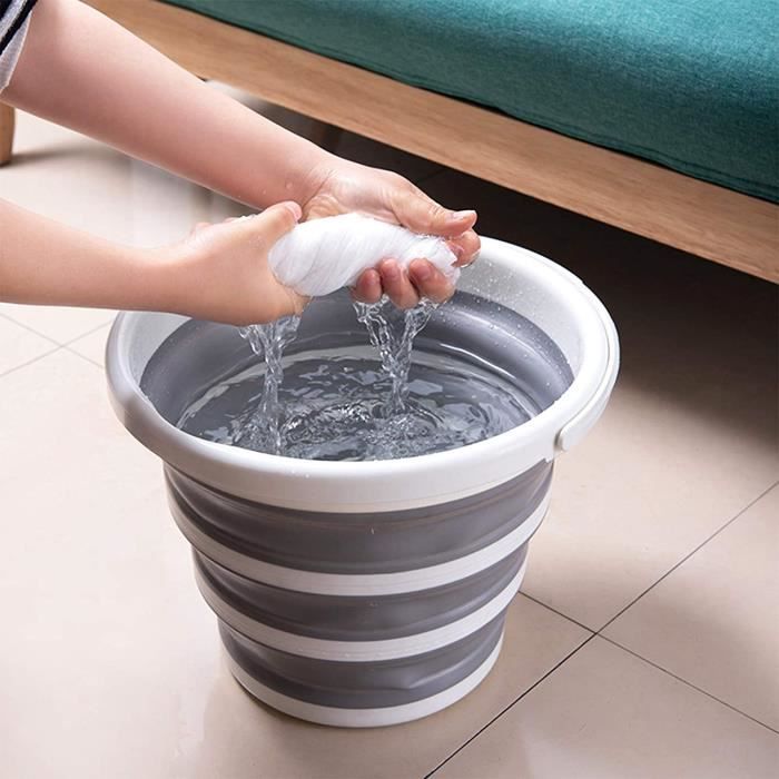 Seau Pliable 10 Litres Avec Couvercle Grande Capacité Pratique Poignée De Transport Seau Pliable