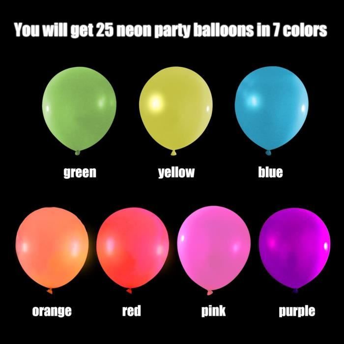 Lot De 25 Ballon Fluorescent, Fluorescent Soirée Deco Fluo, Ballon Fluo En  Latex, Fluo Party Ballon Lumineux, Pour Les Annive[u4243]