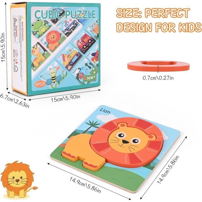Puzzles en Bois Enfant - Animaux - Jeux Educatif pour Garçon Fille - 6  puzzles - Multicolore - Cdiscount Jeux - Jouets