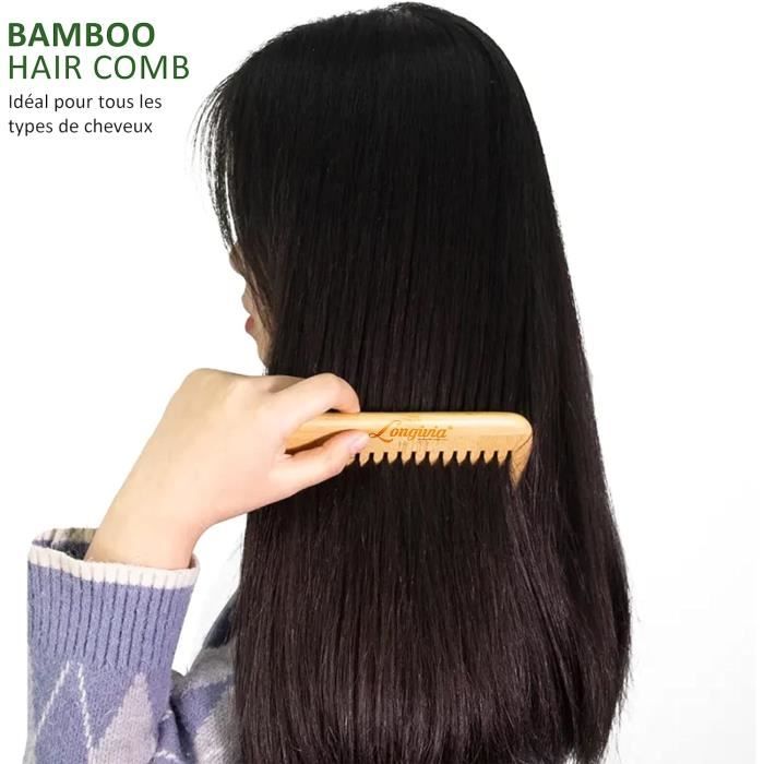 Longivia® Peigne Bois Cheveux Bouclés Peigne Dent Large en Bambou 100%  Naturel - Cdiscount Electroménager