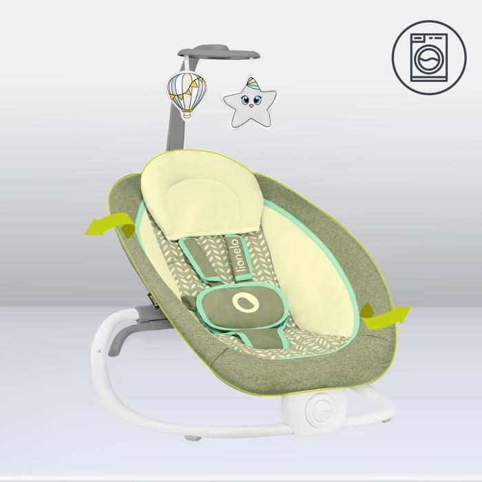 LIONELO June Air transat bébé dès les premiers jours de vie jusqu'à 9 kg,  matière aérée, circulation d'air parfaite, léger, stable, antidérapant
