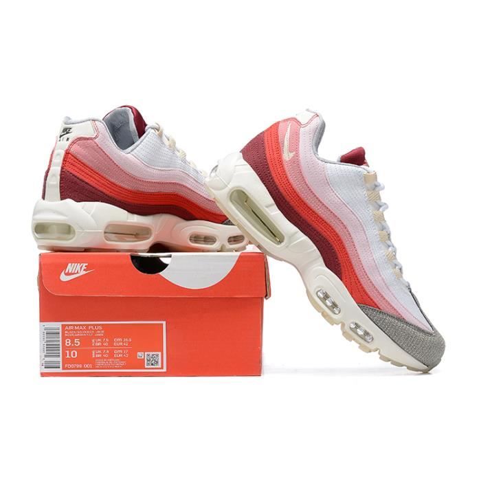 Chaussures Hommes Femmes BASKET Air max 95 Blanc Gris Rouge Synthetique Taille 42 White gray red Cdiscount Chaussures