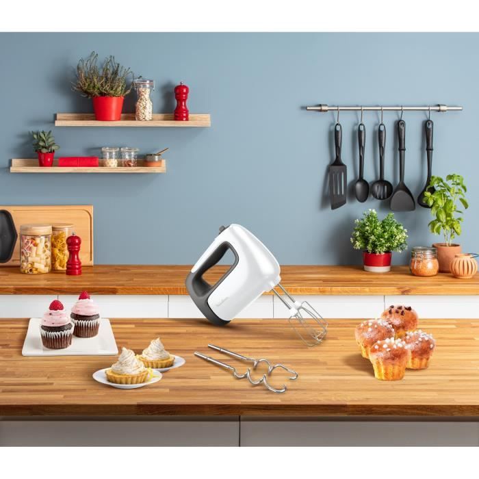 Moulinex Prep'Mix Batteur Electrique 450W 5 Vitesses - Fouets Et Crochets Inox - HM450B10