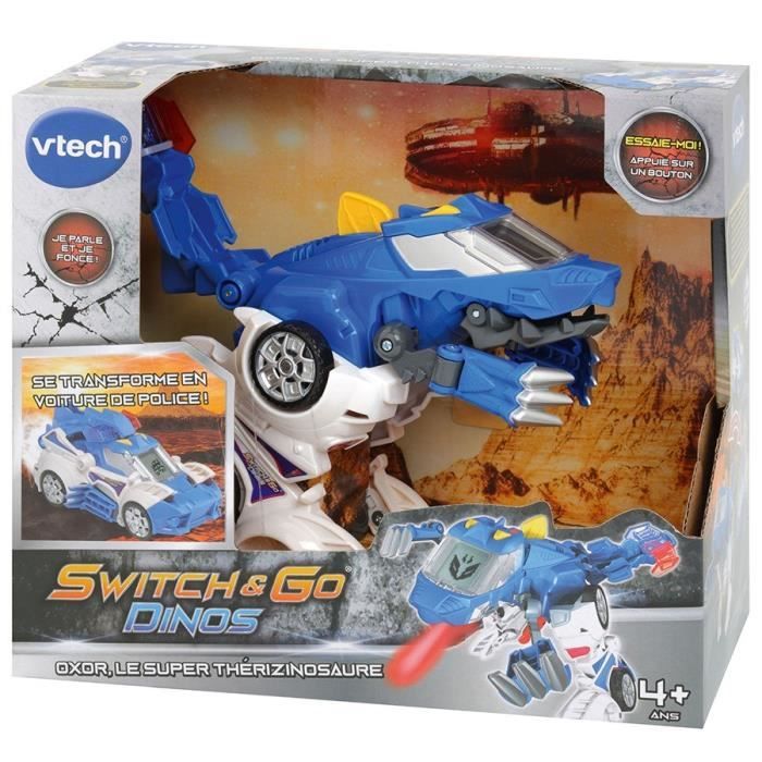 VTech Switch & Go Dinos Oxor Thérizinosaure - Dinosaure Transformable Voiture Police 2 En 1
