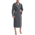 Peignoir Homme Leger Robe de Chambre Coton Kimono Poches Latérales avec Ceinture Peignoirs de Bain Homme Long pour Maison l'hôtel-0