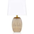 BRUBAKER - Lampe de table/de chevet - Design élégant - Hauteur 38 cm - Pied en Céramique/Doré - Abat-jour en Coton/Blanc-0