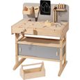 Etabli en bois avec caisse à outils - HOWA - 4900 - 32 pièces - Hauteur réglable - Pour enfants de 3 ans et plus-0