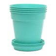 Pots de Jardin Rond avec plat circulaire (19 Cm, Lot de 4) Turquoise-0