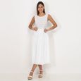 Robe mi-longue blanche en broderie anglaise-0