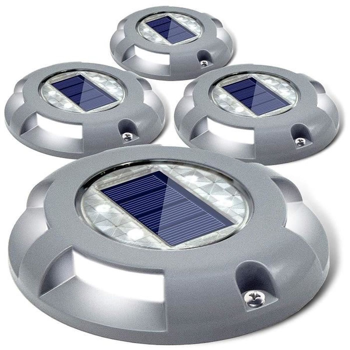 Solaire Extérieur Jardin Lampe Sol 4x DEL Mur Hémisphère Cour Chemin Lampe Terrasse