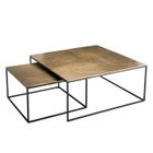 MACABANE JONAS - Set de 2 tables gigognes carrées aluminium doré - pieds métal noir