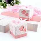 SUREPROMISE ONE STOP SOLUTION FOR SOURCING 100pcs Boîte à dragées avec couvercle coeurs ruban rose clair Faveur Bonbonnière mariage baptême bébé fille Matière: papier
