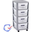 Chariot de rangement - Curver - Infinity - 4x11L - Blanc - Plastique - Tiroirs ajourés