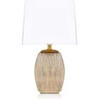 HENRY BRUBAKER BRUBAKER - Lampe de table/de chevet - Design élégant - Hauteur 38 cm - Pied en Céramique/Doré - Abat-jour en Coton/Blanc