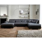 LISA DESIGN Vermont - canapé panoramique d'angle droit - 7 places - XXL - Noir / Gris