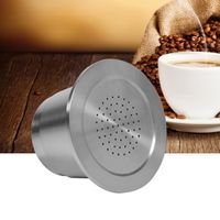 Capsule de café réutilisable rechargeable d'acier inoxydable avec la cuillère compatible pour la machine de Nespresso-CHE