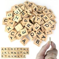 Jeu de Scrabble en bois - Scrabble - 200 pièces de lettres majuscules avec numéros