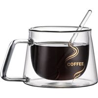 Tasses à café expresso à double paroi Tasse à café isolée avec poignée Verres à boire thermo borosilicate ultra résistants