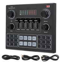 Table de Mixage Audio Professionnelle, Table de Mixage Audio Stéréo avec Carte Son Bluetooth V9, Console de Table de Mixage Audio