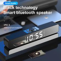Barre de son Haut-parleur Bluetooth 50 Stéréo 4D avce double réveil Soundbar de cinéma maison Support AUXBluetooth Pour TV Noir