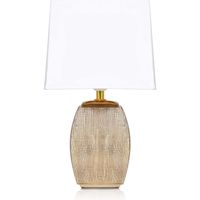 BRUBAKER - Lampe de table/de chevet - Design élégant - Hauteur 38 cm - Pied en Céramique/Doré - Abat-jour en Coton/Blanc