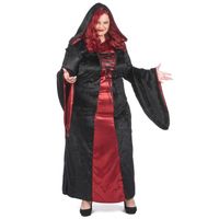 Déguisement grande taille gothique à capuche rouge et noir femme - Marque - Modèle - Velours satiné - Adulte