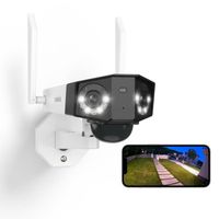 Reolink Caméra Surveillance 6MP 2.4-5GHz WiFi batterie sans fil Série Duo,Deux Objectif de 180° Angle,Vision Nocturne Couleur