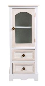 VITRINE - ARGENTIER Vitrine, meuble de rangement en bois blanc avec 2 portes - Longueur 32 x Profondeur 26 x Hauteur 80 cm