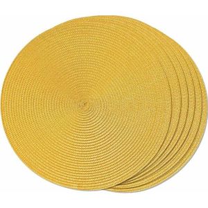 Lot De 4 Sets De Table Ronds En Paille De Papier Tissée Avec Pompons - Vert 38 Cm, Protège-Table Élégant