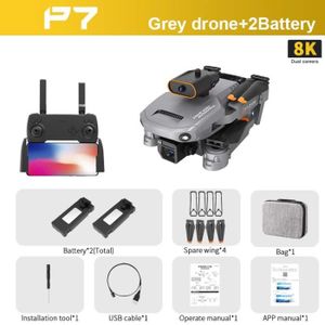 DRONE 8k-Gris-Double C-2b-KOHR P7 mini drone avec caméra