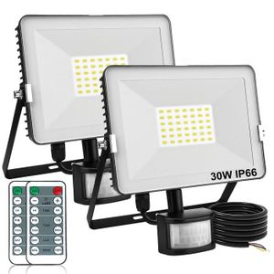 Garage Onforu Lot de 2 Projecteur avec Détecteur de Mouvement 30W 3000LM 5000K IP65 Imperméable Cour Entrée Lumière de Sécurité Extérieur Orientable PIR pour Jardin 