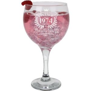 GIN Grand Verre À Gin Gravé Pour 49E Anniversaire Vintage 1974 645 Ml[u1438]