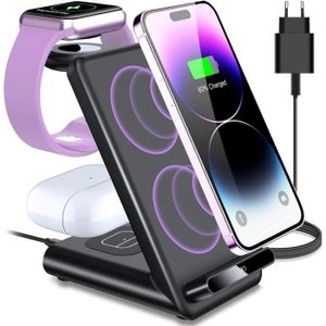 Chargeur Induction 3 en 1 pour iPhone 15 Pro Max/15 Pro/15 Plus/15/14