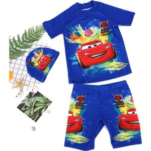 MAILLOT DE BAIN Maillot de Bain garçon Disney Car  Haut+Short +Bonnet 3 pièces  Anti -UV - Ensemble de Plage  - Combinaison de Sport Aquatique