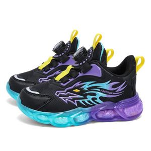 BASKET DH™ Sneakers pour enfants en cuir anti-dérapant, Chaussures de sport légères pour garçons, Motif dragon à la mode - Noir Violet