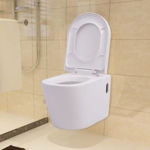 WC - TOILETTES Toilette murale - PWSHYMI - Céramique Blanc - A suspendre - Horizontale - Sans bride