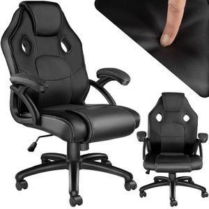 CHAISE DE BUREAU TECTAKE Chaise gamer MIKE Chaise de bureau Rembourrage épais pour un bon confort d'assise Rotative à 360° - Noir