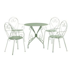 Grande Table En Fer Forgé Avec 10 Chaises - Jardin Ou Salle à Manger - Occasion