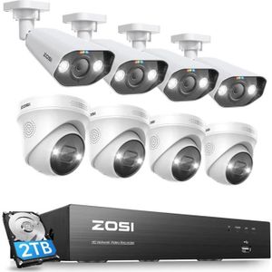 CAMÉRA DE SURVEILLANCE ZOSI 4K PoE Kit Caméra de Surveillance avec Spotli