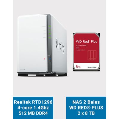 NAS DS220J Synology WD RED 16TB（8TB × 2） Amazon.com: Synology DS223j 2-Bay Diskstation NAS (Realtek