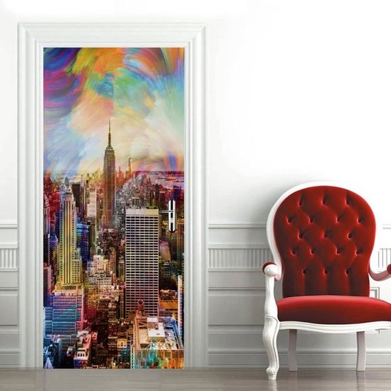 Sticker Porte 3D Trompe-l'œil - Motif Glacier 90x200 Cm - Déco Facile Pour Chambre, Salon, Salle De Bain