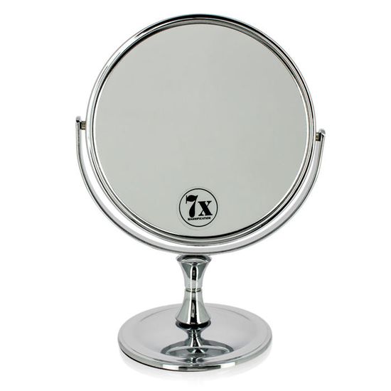 Miroir Maquillage Mural Lumineux 7x Grossissant - Double Face, Bras Télescopique 20 Cm, 3 Lumières, Noir