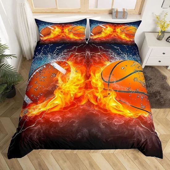 Housse de Couette Rugby Basketball Sports, Parure de Lit Imprimée 3D