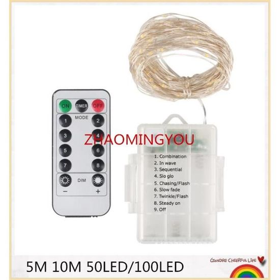 Guirlande Lumineuse LED Fil De Cuivre 15 M - Lumière Blanche Chaude, Alimentation 3xAA, Décoration Intérieure/extérieure