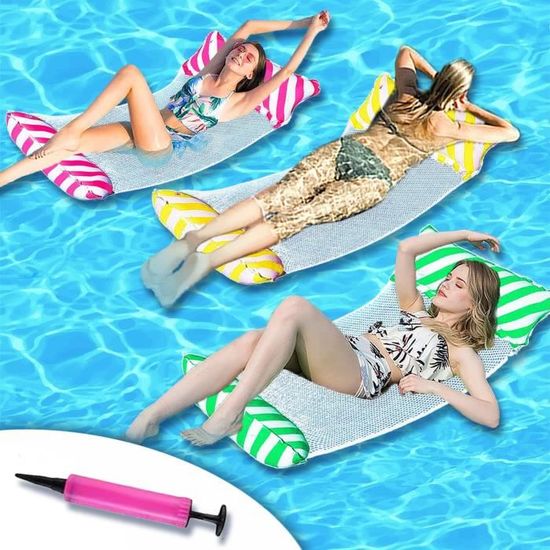 Bouée Piscine Adulte 2 Pièces 4-en-1 - Hamac Gonflable Et Matelas Filet Pour Piscine Ou Plage