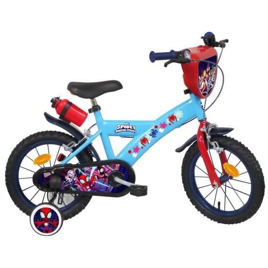 Velo enfant 14 Garcon SPIDEY et ses amis pour enfant de 90 cm a 105 cm equipe de 2 freins plaque avant stabilisateurs Cdiscount Sport