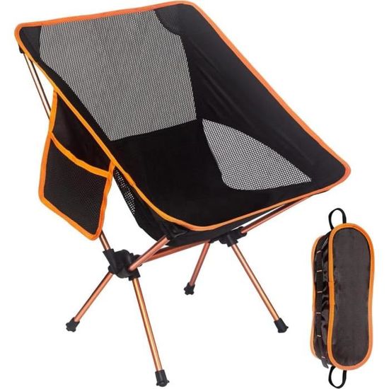 MOON LENCE Chaise De Camping Portable, Plus Grande Et Plus Spacieuse, Compacte Et Légère, Chaise Pliante Pour Randonnée Et Randonnée, Capacité De 150 Kg (noir