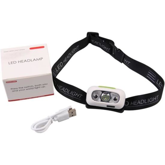 Lampe Frontale LED, Phares Rechargeables USB, COB LED 6-Modes