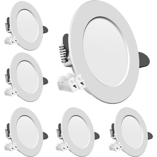 Lot De 6 Spots LED Encastrables Extra Plats 7W 700 Lumens - Blanc Froid, Idéal Salon Et Cuisine